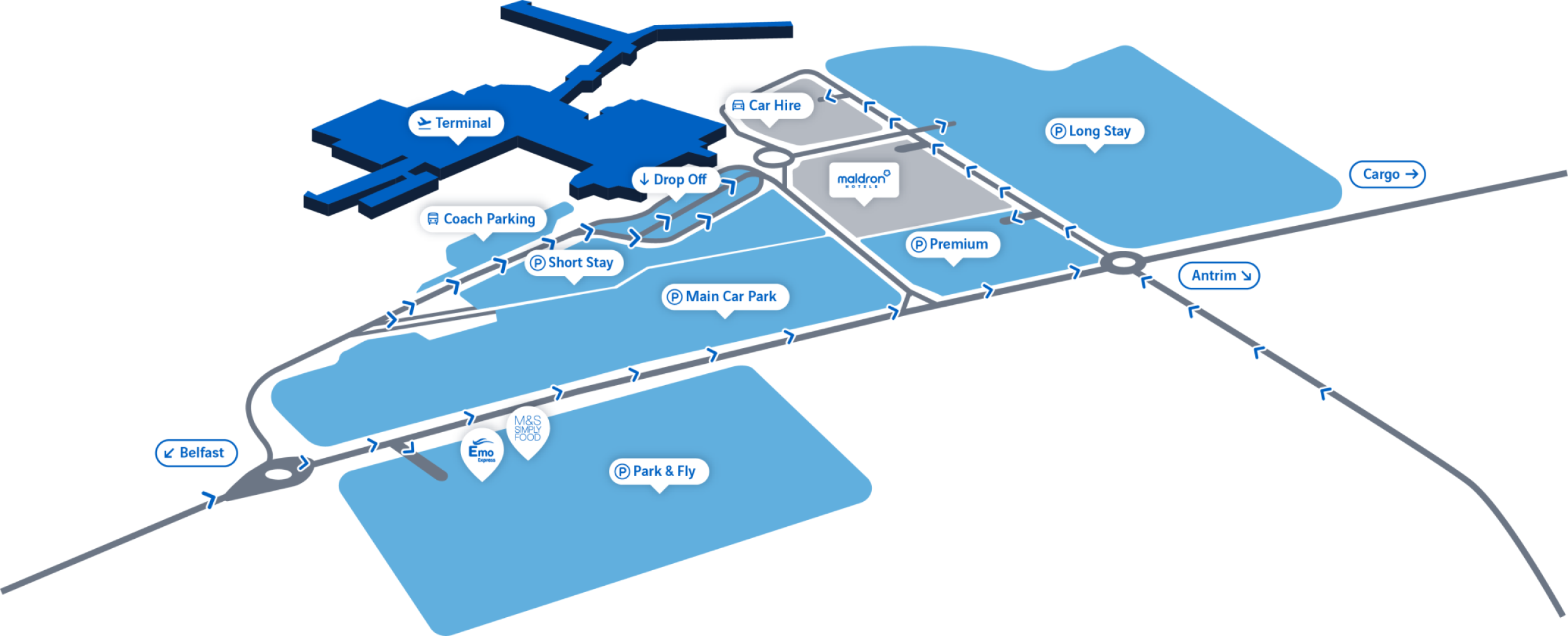 Car Park Map & Drop Off Areas | Belfast International Airport